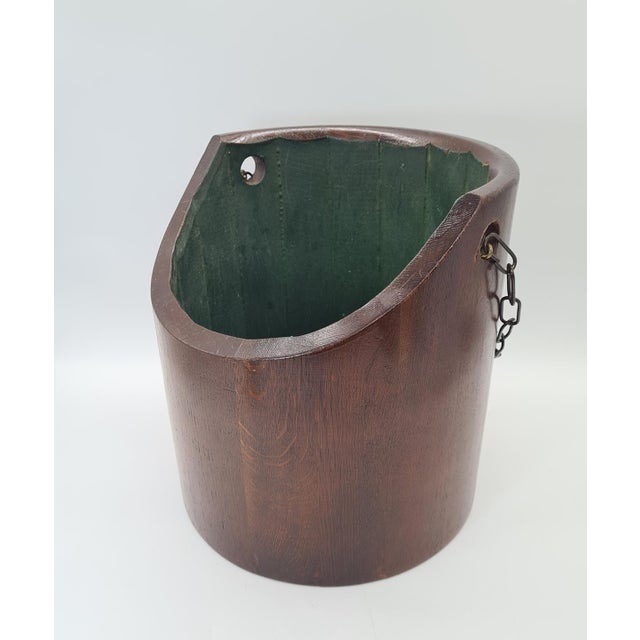 Rustic Vintage Wooden Container with Chain, 1960s For Sale - Image 3 of 11