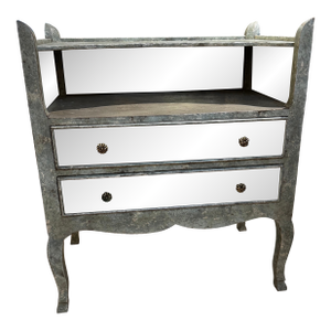 Green Crack Chest With Antique Mirrored Drawers