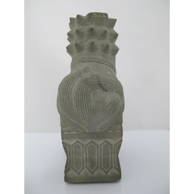 Gray Chinese Carved Stone Foo Dog Guardian Lion With Rattling Ball Statue For Sale - Image 8 of 10