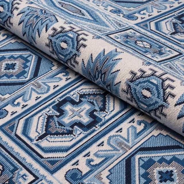 2020s Schumacher Crowley Epingle Fabric in Blue For Sale - Image 5 of 5