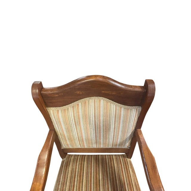 Pair of Antique American Empire Walnut Scroll Arm Upholstered Library Chairs, C. 1840–1870, Set of 2 For Sale - Image 9 of 12