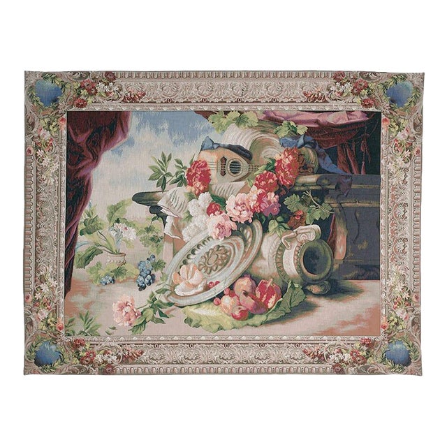 Beauvais Still-Life Loom Woven Tapestry - 105 X 145 Cm (3'5" X 4'9") - Requires Rod Size 4 For Sale