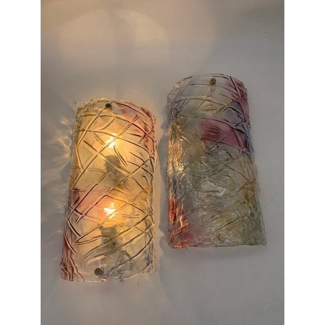 Wall Lamps in Murano Glass attributed to Mazzega, 1980s, Set of 2 For Sale - Image 9 of 10