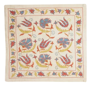 21"x20" 100% Silk Cushion Cover. Embroidered Lace Pillow. New Toss Pillow