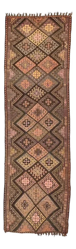 Large Vintage Turkish Wool Kilim Rug