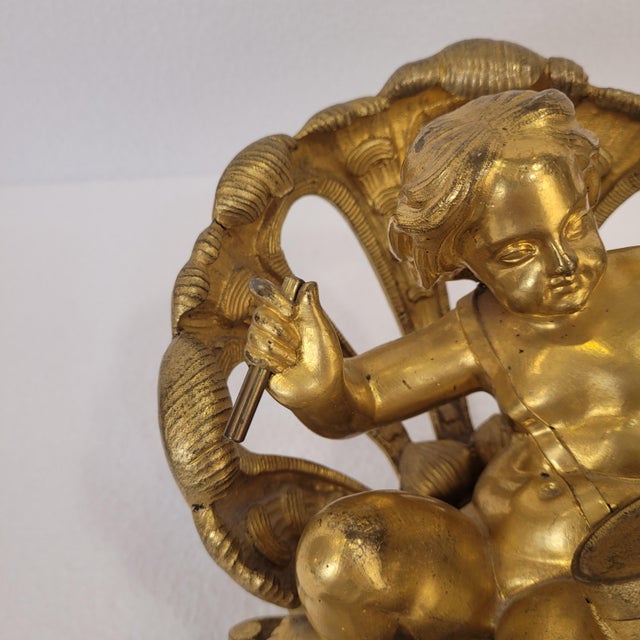 Gold Late 19th Century Napoleon III Cherub Playing the Drum Wall Sculpture in Bronze, France For Sale - Image 8 of 18