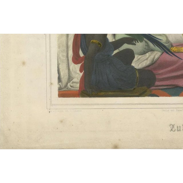 After Schrödter, Ulrika, Reclining Woman with Parrots, 1840, Lithograph For Sale - Image 9 of 10