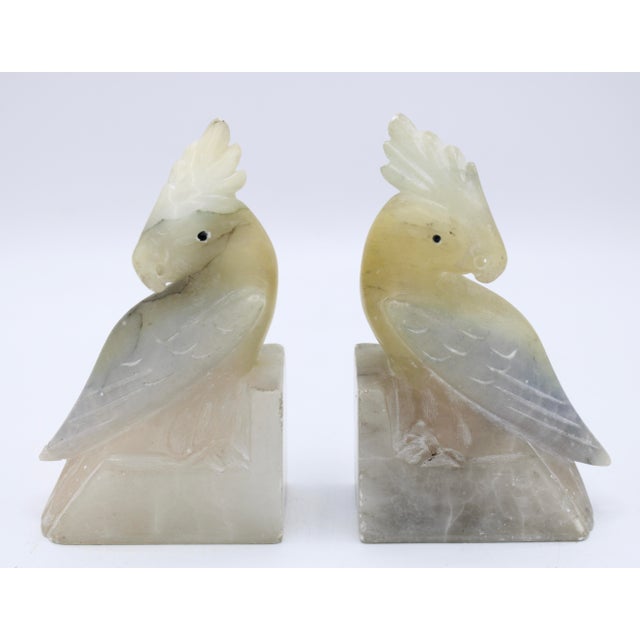 Vintage Italian White Alabaster Cockatoo Bookends Chairish
