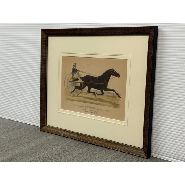 Paper Currier & Ives the California Wonder Occident Lithograph, Framed For Sale - Image 7 of 12