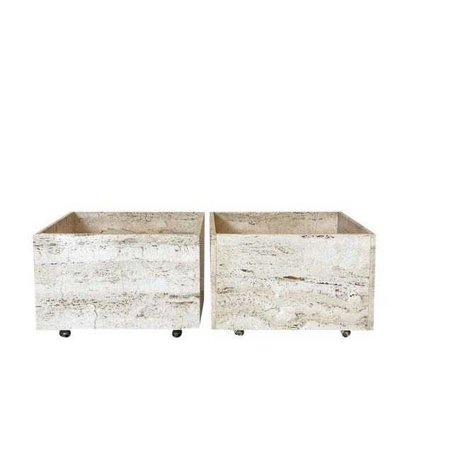 Travertine Planters, 1970s, Set of 2 For Sale