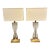 Pair of Lucite & Brass Hourglass Shaped Lamps For Sale