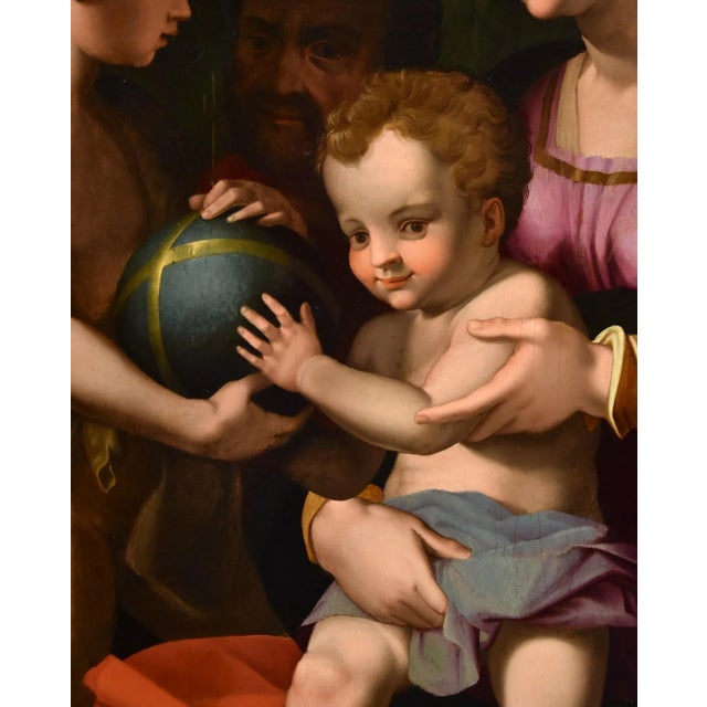 Agnolo di Cosimo alias Il Bronzino, Holy Family with Madonna & St John, 1550s, Oil on Panel For Sale - Image 10 of 18