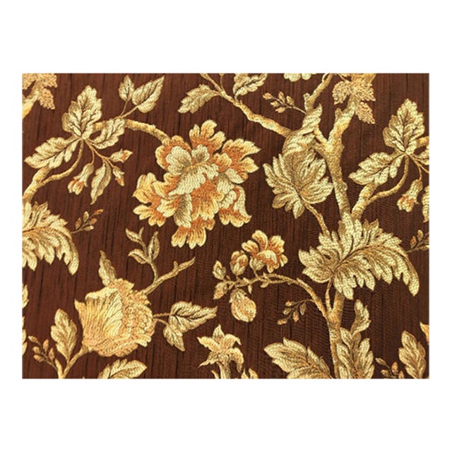 2.8 Yards Kravet Caramel Brown Rusty Burnt Orange Beige Floral Botanical Upholstery Drapery Fabric For Sale