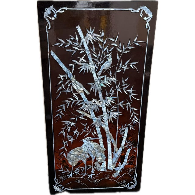 Bring timeless elegance and artistry into your home with this exceptional set of four vintage Vietnamese Burgandy lacquer...