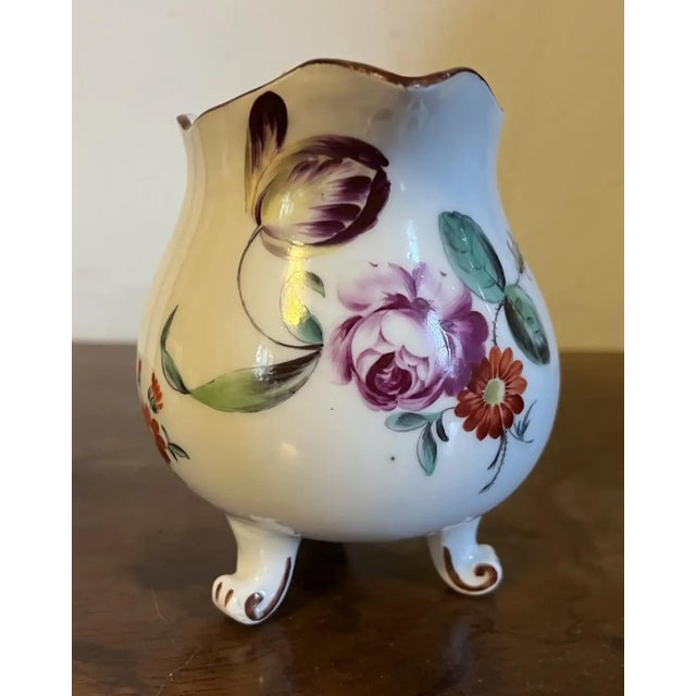 Antique 18th century German Frankenthal porcelain creamer by Carl Theodor, circa 1771. Decorated with flowers including...