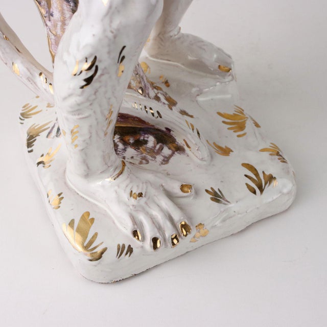 Enamelled Terracotta Monkey Figurine For Sale - Image 6 of 11