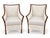 Contemporary McGuire Style Rattan Armchairs, Walnut Finish and Neutral Upholstery, a Pair For Sale - Image 3 of 8