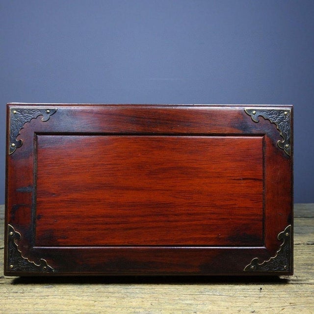 Vintage Rosewood Jewelry Box - Brass Mounted Keepsake Chest For Sale - Image 9 of 9