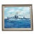 Vintage Original A. Sundal u.s. Navy Battle Ship Boat Seascape Oil Painting 93 For Sale