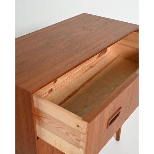 Scandinavian Teak Bedside Table with Two Drawers, 1960s For Sale - Image 9 of 10
