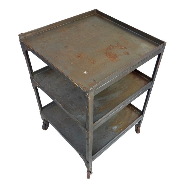 Pr. MCM Industrial Rolling Side Tables For Sale In Los Angeles - Image 6 of 18