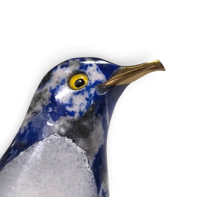 Late 20th Century Miniature Hand Painted Penguin Figurine With Glass Eyes & Metal Beak 2.1" For Sale - Image 5 of 12