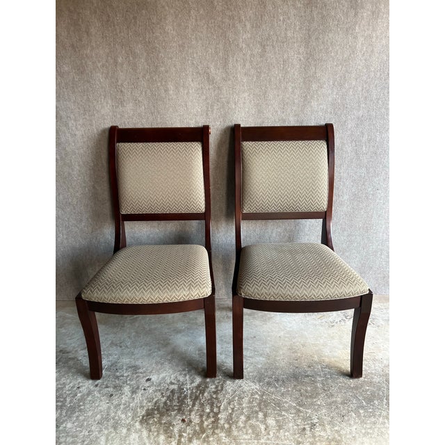 Set of 2 Bassett Furniture Regency or Empire Style replacement dining side chairs. Matte, dark brown finish with textured,...
