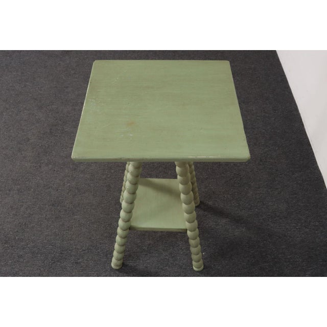 Vintage Folk Art Two Tier Mint Green Bobbin Side Table For Sale In New York - Image 6 of 18