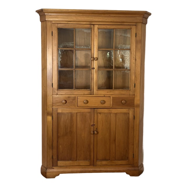 Late 19th Century Canadian Butternut Corner Cupboard For Sale