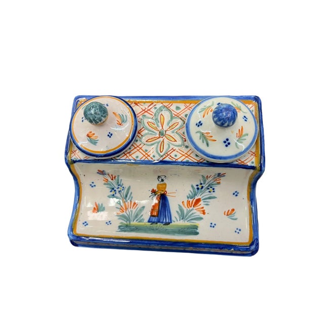 Early 20th Century French Henriot Quimper Inkwell For Sale In Dallas - Image 6 of 6