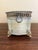 Cream Vintage Painted Tole Cachepot With Tulip Motif and Pierced Gallery Rim For Sale - Image 8 of 9