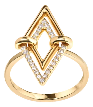 14K Yellow Gold 1/5 Cttw Diamond Double Triangle Ring (G-H Color, SI1-SI2 Clarity) - Size 7