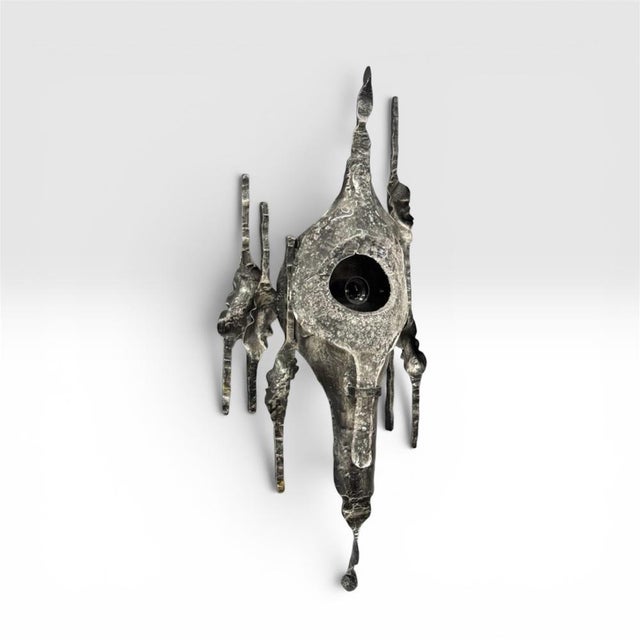 Brutalist Wall Lamp in Iron and Glass by Hans Ehrich, 1960s, in Flawless conditions. Designed 1960 to 1969 European Plug...