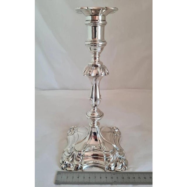 Antique Edwardian Sterling Silver Candelabra by Thomas A. Scott, Sheffield, 1902 For Sale - Image 3 of 13
