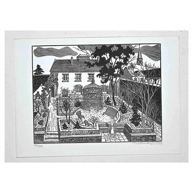 André Roland Brudieux, French Landscape, Woodcut Print, 1970 For Sale