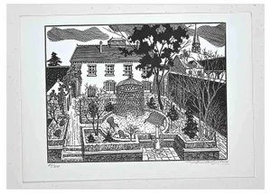 André Roland Brudieux, French Landscape, Woodcut Print, 1970