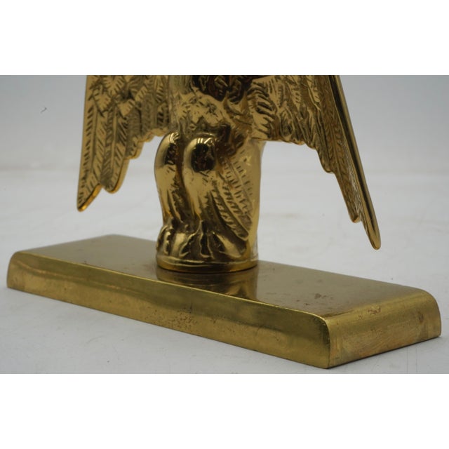 Metal Pair of Virginia Metalcrafters Brass Federal Eagle Bookends For Sale - Image 7 of 10