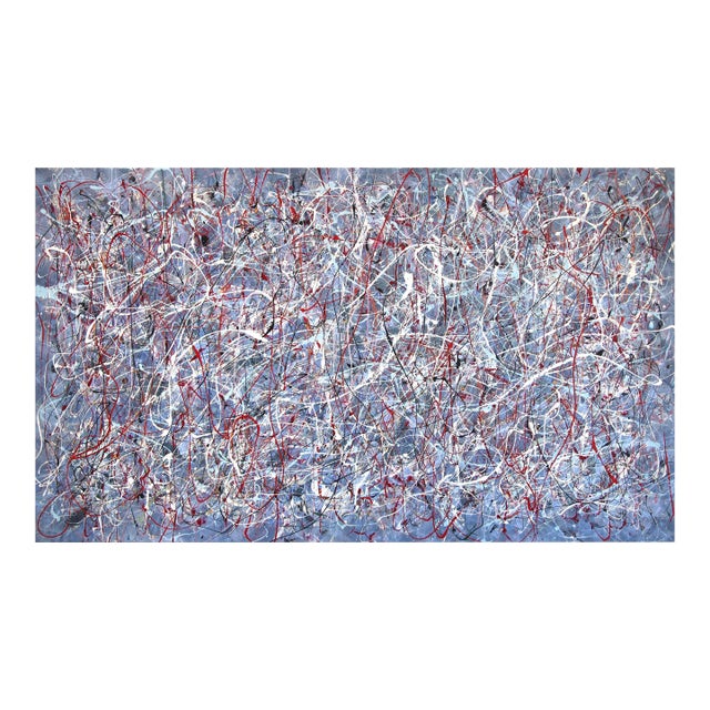 Winter Rhythm - Original Large Blue Abstract Expressionist Acrylic Painting on Canvas For Sale