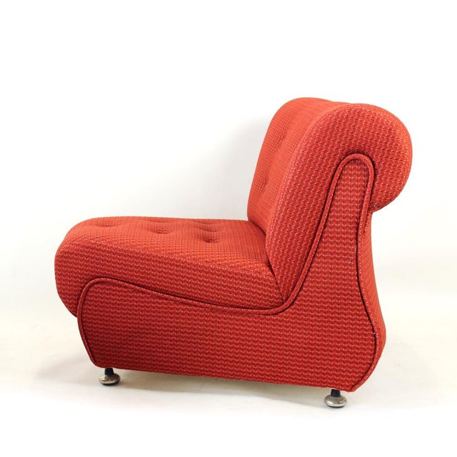 Textile Vintage Space Age Modular or Sectional Curved Sofa in Red Fabric, Tatra Czechoslovakia 1970s, Set of 4 For Sale - Image 7 of 17