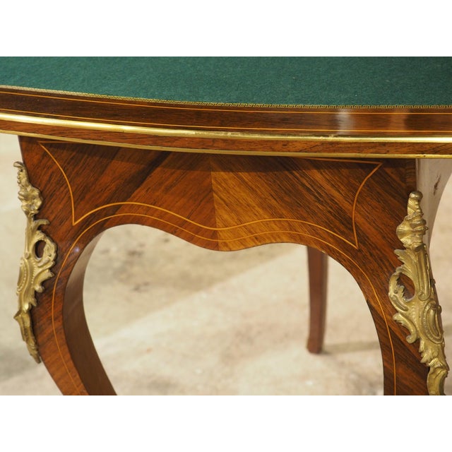 19th Century French Louis XV Style Rosewood Marquetry Console and Game Table For Sale - Image 4 of 18