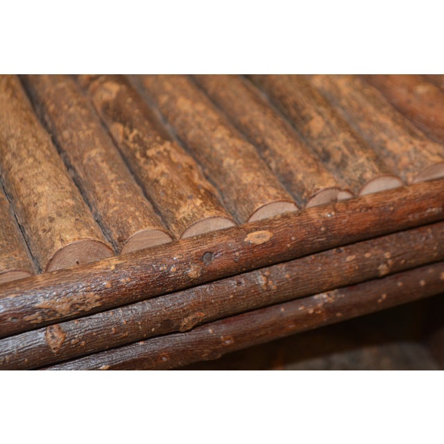 Vintage Hand Crafted Adirondack Style Log Wood Console Hall / Sofa Table - Angled Edge For Sale - Image 14 of 17