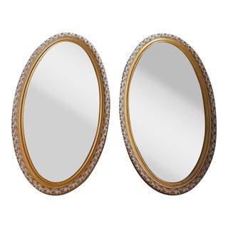 Vintage C. 1950s Oval Hollywood Regency Recessed Medicine Cabinets. A Pair For Sale