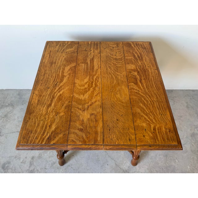 Brown Antique French Farmhouse Turned Oak Wood Accent Table With Lower Shelf For Sale - Image 8 of 12