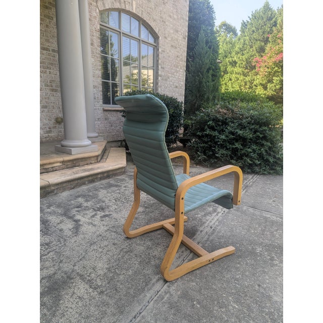 Mid Century Modern Thonet Bentwood Vinyl Cantilever Arm Chair For Sale - Image 9 of 15