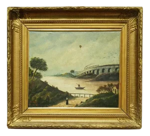 M. L. Daguerry, The Railway Bridge, 1888, Oil on Canvas, Framed