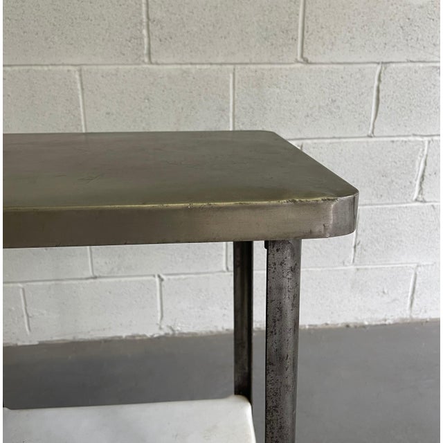 Metal Late 19th Century Industrial Brushed Steel Apothecary Prep Table For Sale - Image 7 of 7