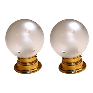 Swedish Brass and Glass Sconces from Arvid Böhlmarks Lampfabrik AB, 1940s, Set of 2 For Sale