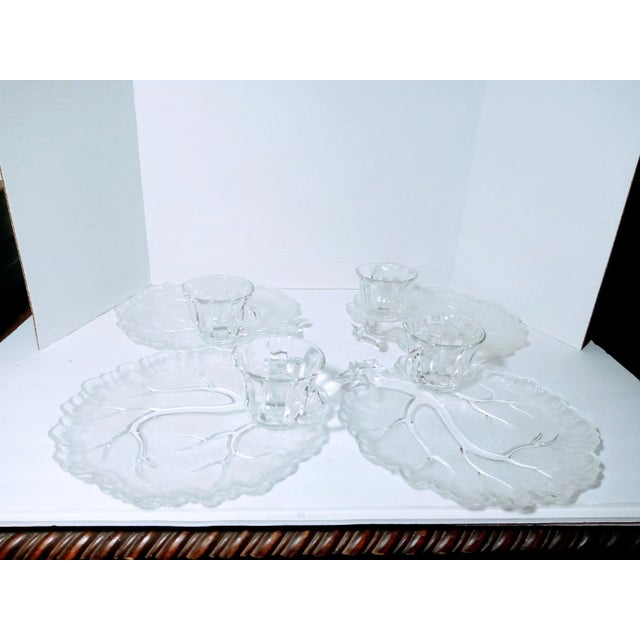 Glass 1950s Vintage Hazel Atlas Orchard Clear Glass Plates & Cups - Set of 8 For Sale - Image 7 of 7