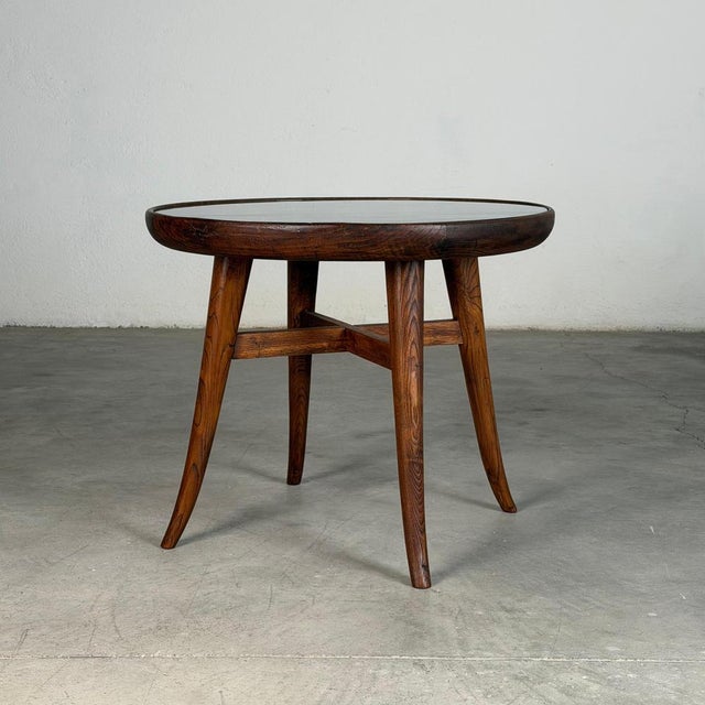 Raised Coffee Table in Chestnut and Glass attributed to Mario Quarti, 1940s For Sale - Image 4 of 18