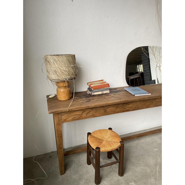 Wood Vintage Wood and Straw Lamp, 1950s For Sale - Image 7 of 18